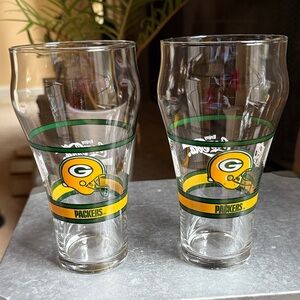 VINTAGE! Green Bay Packers/Coca-Cola Soda Fountain Glasses